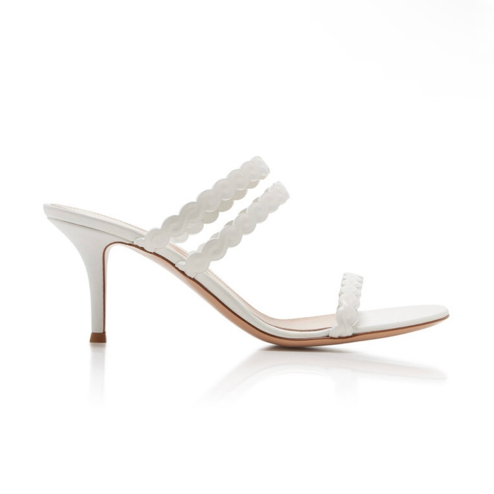 Gianvito Rossi White Leather Strappy Sandals Mules Heels - Picture 2 of 13